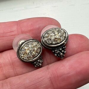 Vintage Studs Rhinestone cluster clusters rhinestones silver tone pair earrings